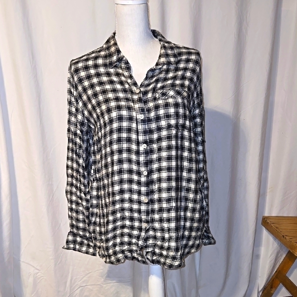 Lucky Brand Bungelow Button Back Checkered Shirt